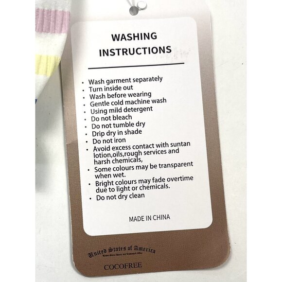 COCOFREE Womens XS Pastel Stripe Puff Sleeve Bandeau High Waist BIKINI Swimsuit - Picture 8 of 8